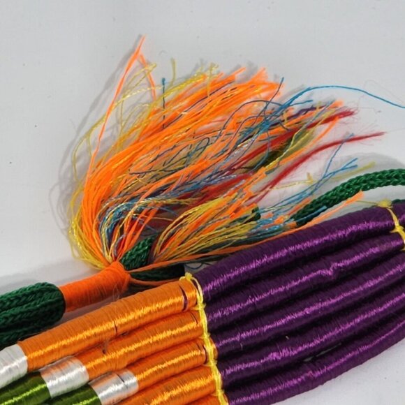 Colorful Round Hand Woven Tribal for Friendship Bow and Arrow Tie Belt Vintage - Picture 9 of 12
